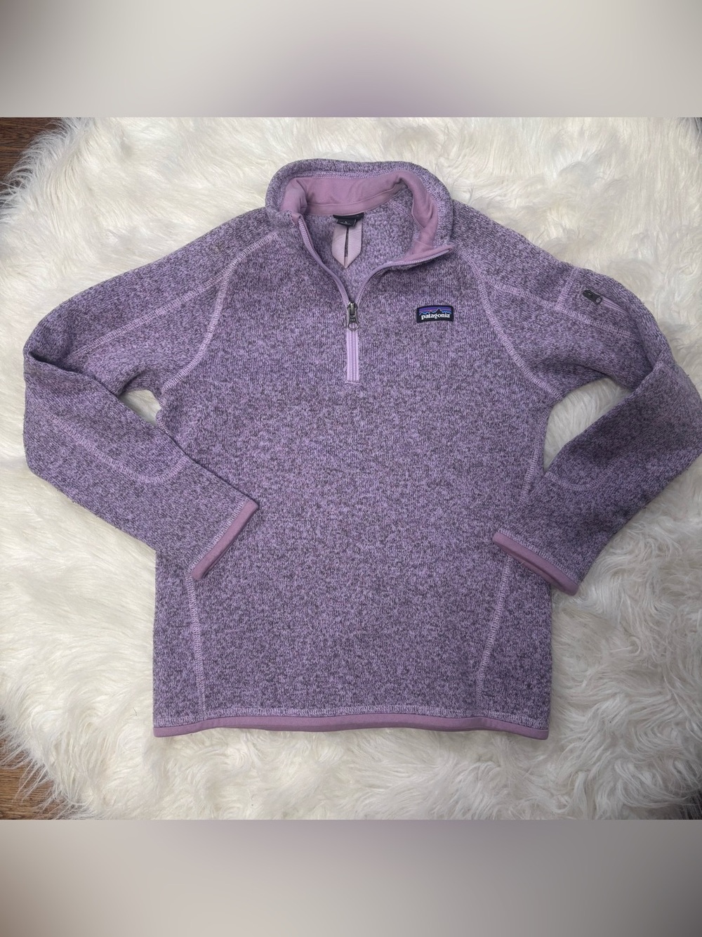 Patagonia Quarter Zip Better Sweater in Lilac Purple size Youth Large (12)
